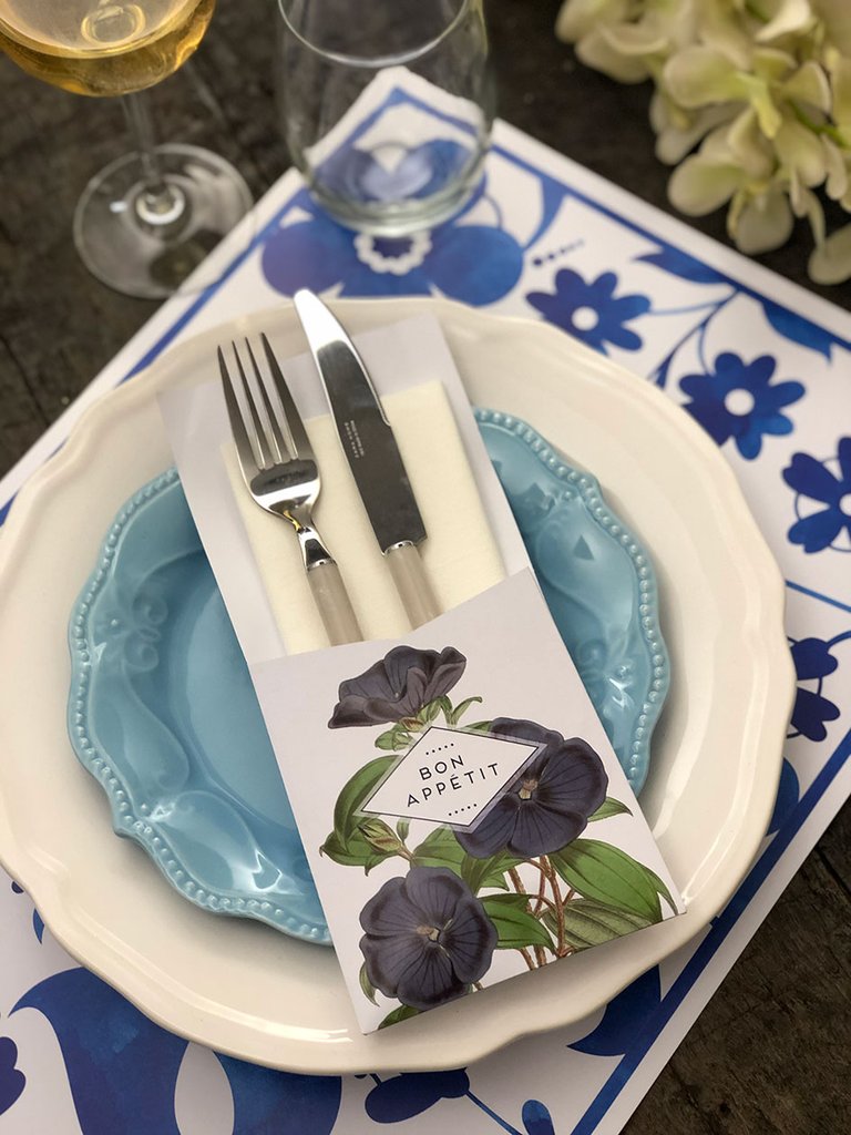 Estuches De Papel · Set De 18 Unid Flores Azules