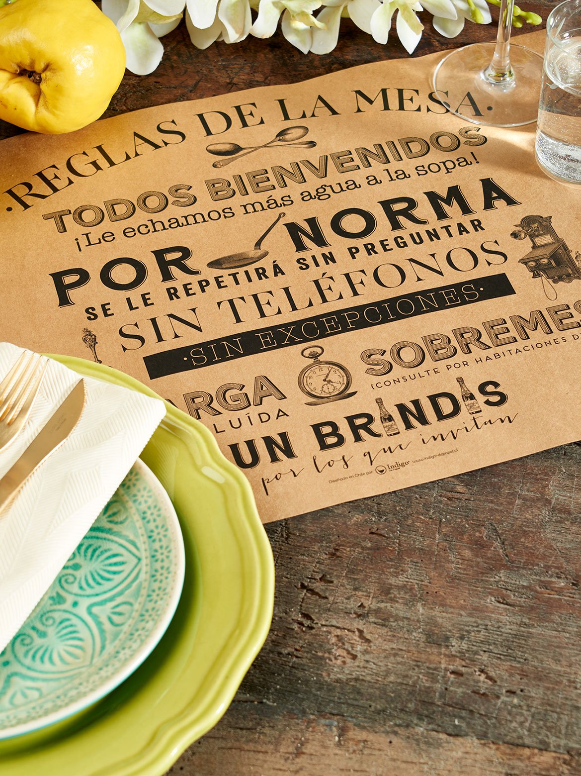 Individual Kraft · Taco De 20 Hojas Reglas De La Mesa