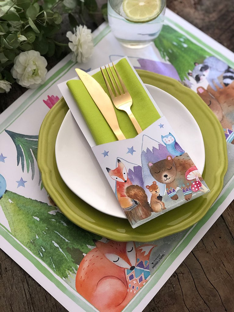 Packs Cumpleaños · 6 Indiv + 6 Servilletas + 6 Estuches De Papel Armables Bosque