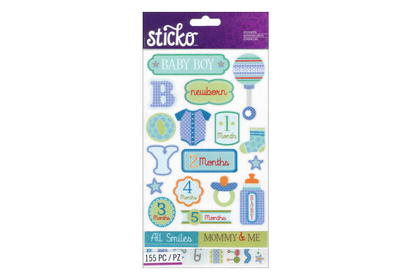 Stickers Baby Boy Glitter 155 piezas