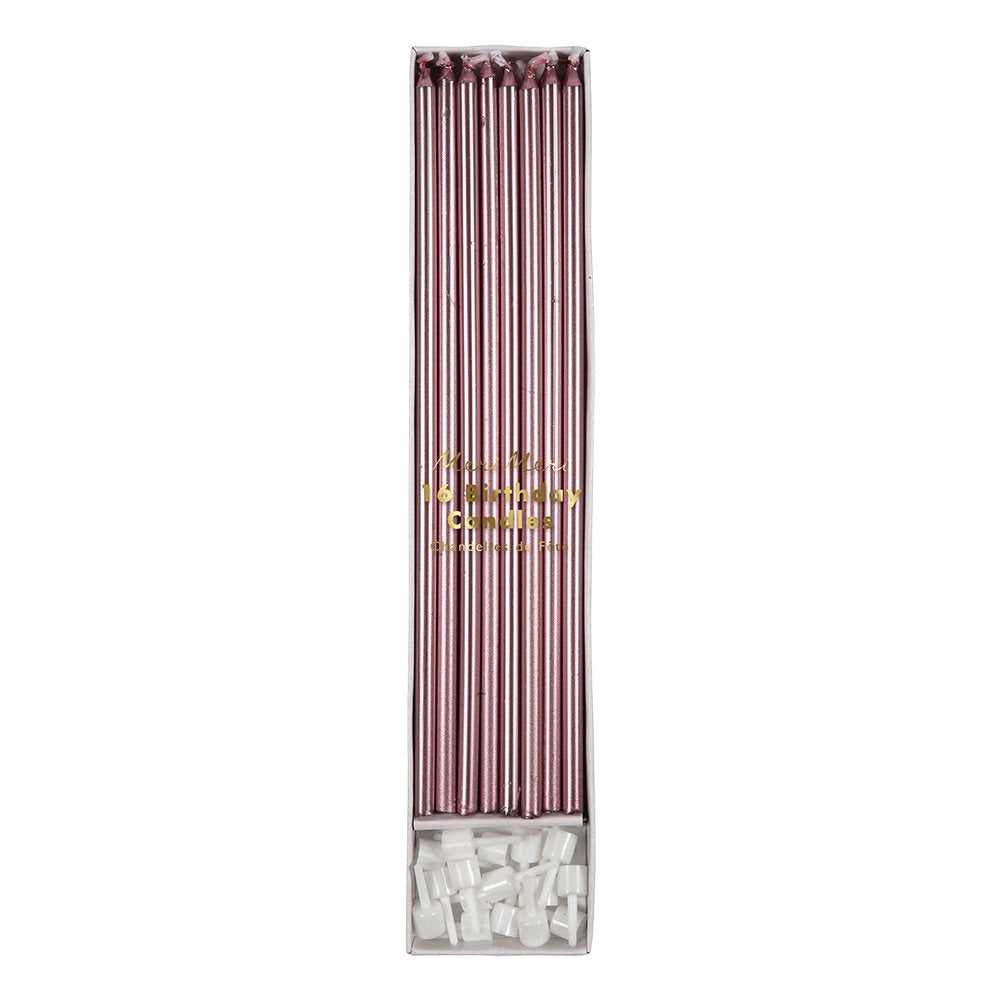Velas ultra largas - rosado metalizado