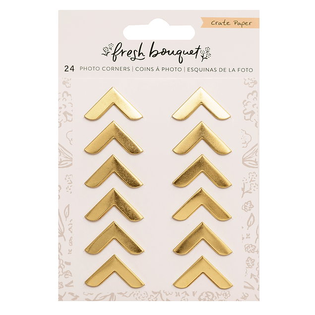 PHOTO CORNERS Gold Metal 24 pieces