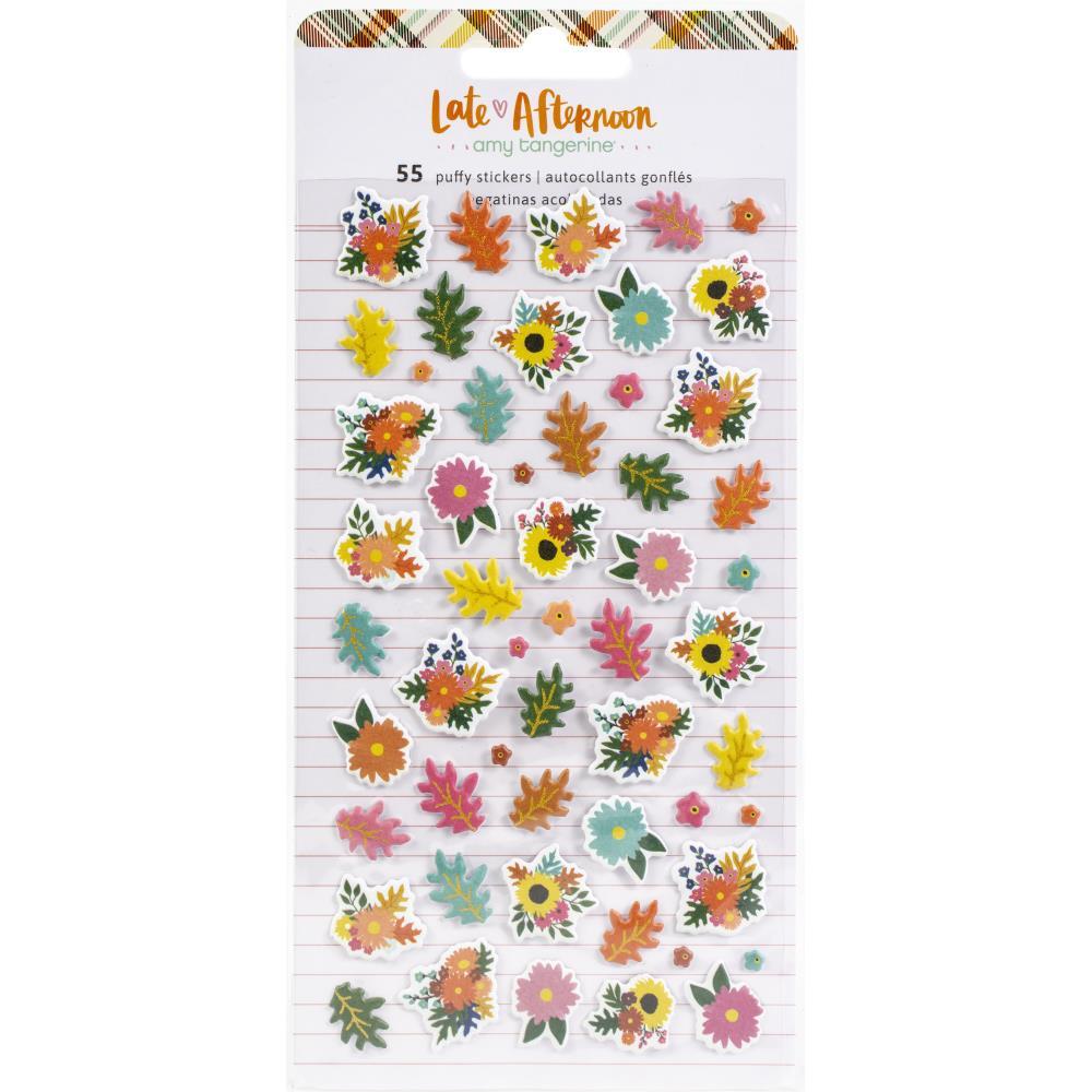 Stickers Mini Puffy Flores Cobre 55 piezas