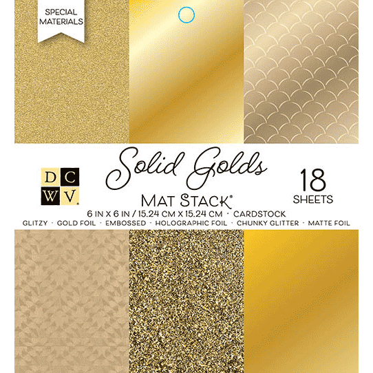 Paper Pad DCWV 6 x 6 pulgadas - Specialty - Solid Golds - Gold Foil - 18 hojas