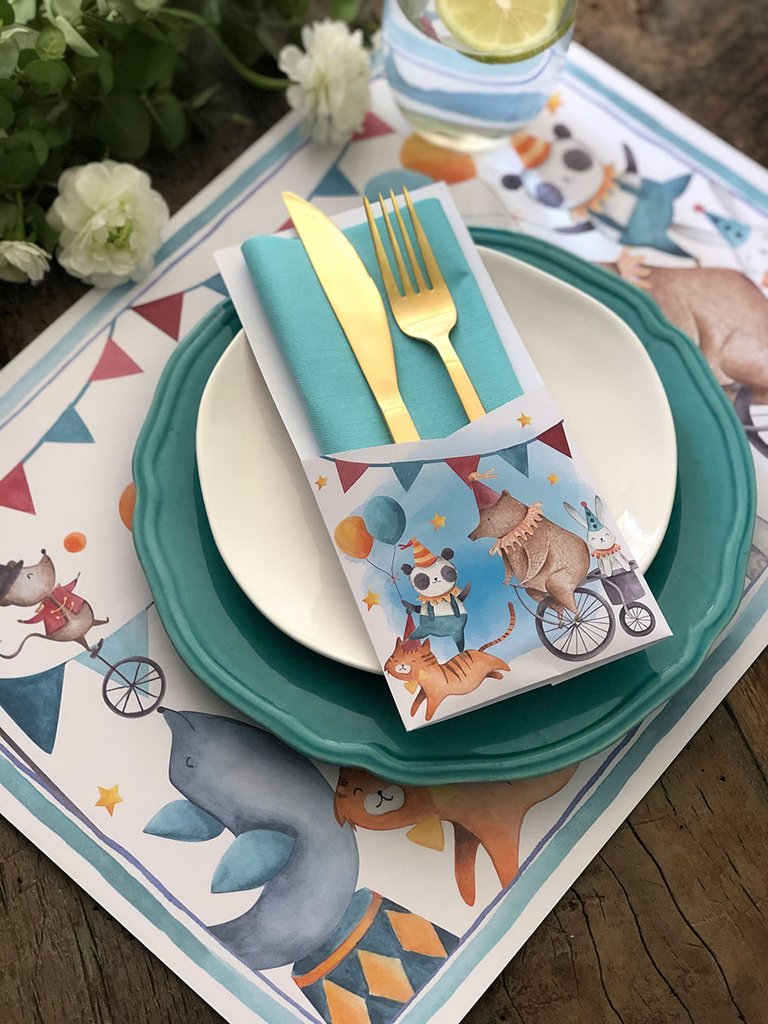 Packs Cumpleaños · 6 Indiv + 6 Servilletas + 6 Estuches De Papel Armables Circo