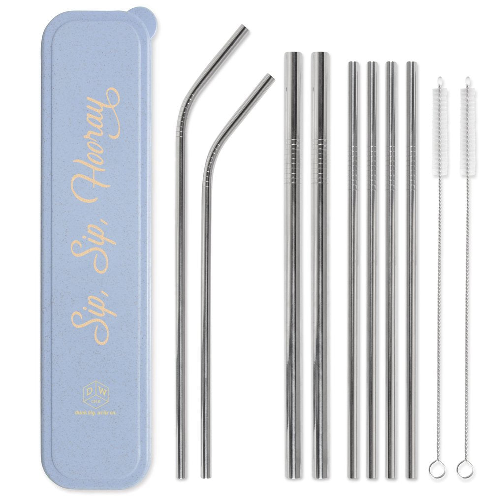 Set De Bombillas Acero Inoxidable - Blue Sip Sip Hooray