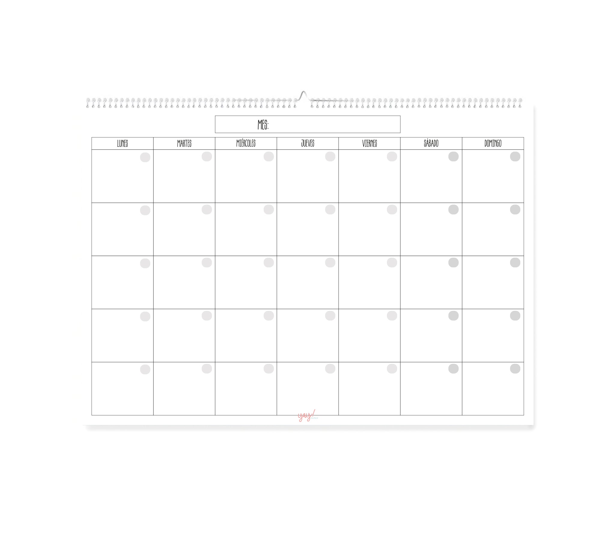 Calendario Mensual 50x70 cm Blanco