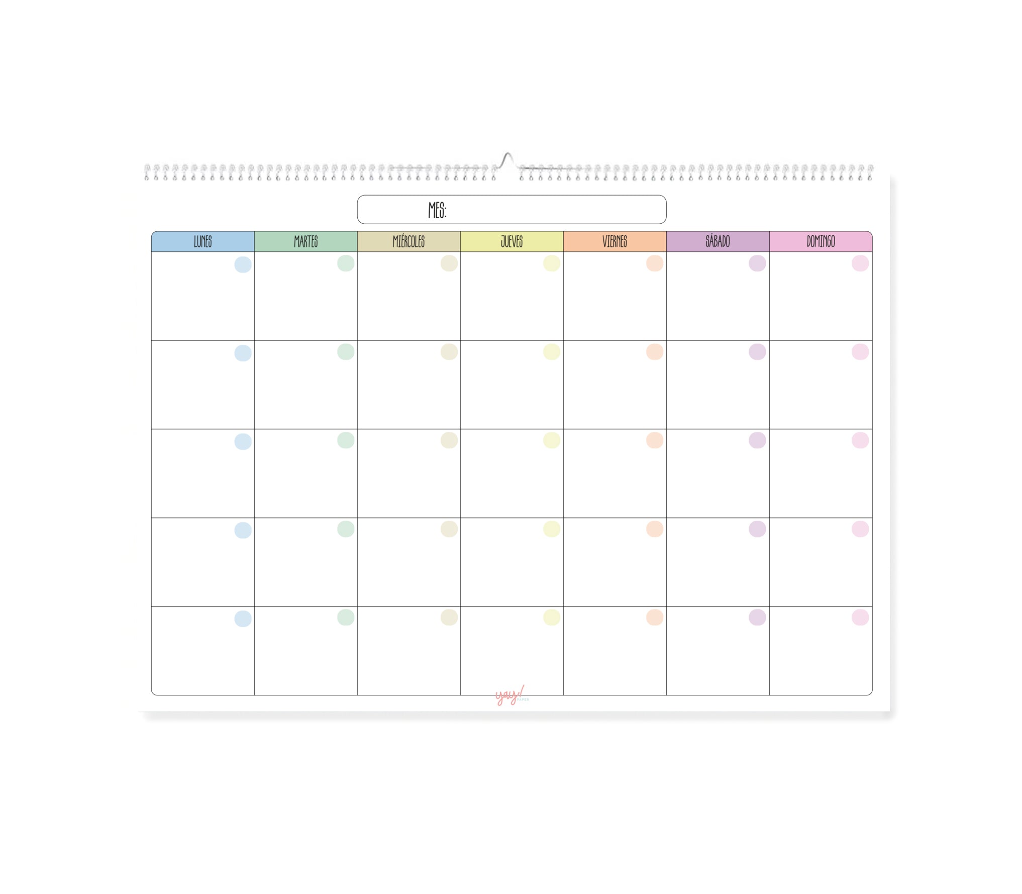 Calendario Mensual 50x70 cm Pastel
