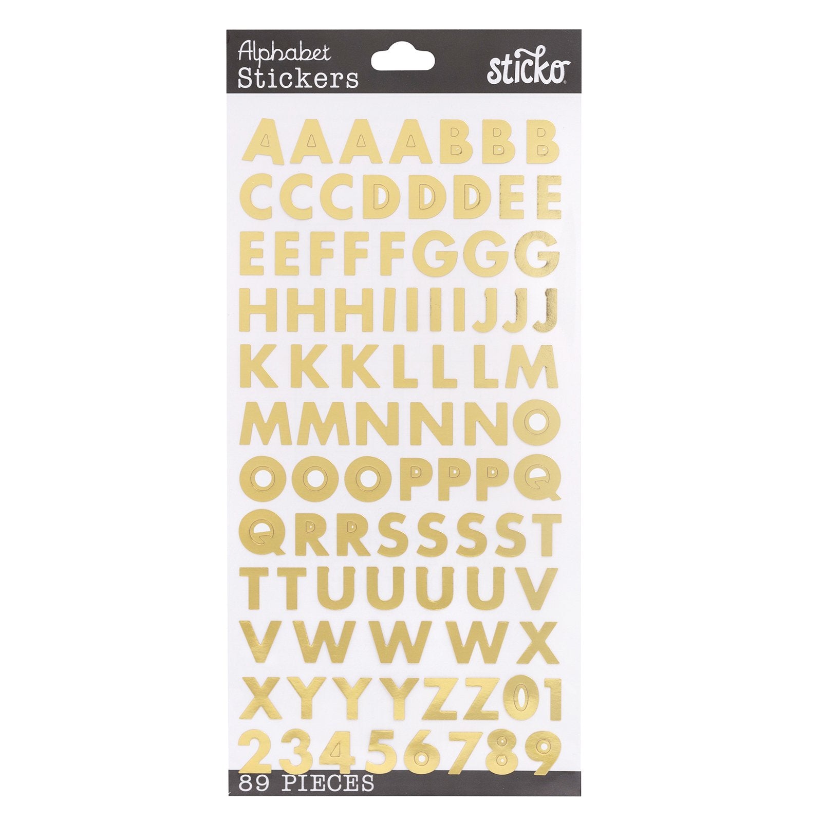 Stickers Letras Chicas Doradas 89 piezas