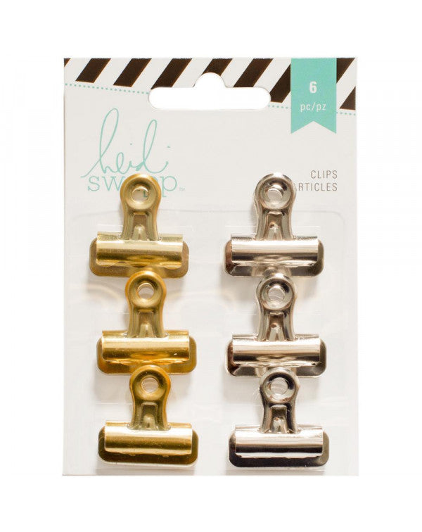 Set de 6 Clips Bulldog Dorados y Plateados