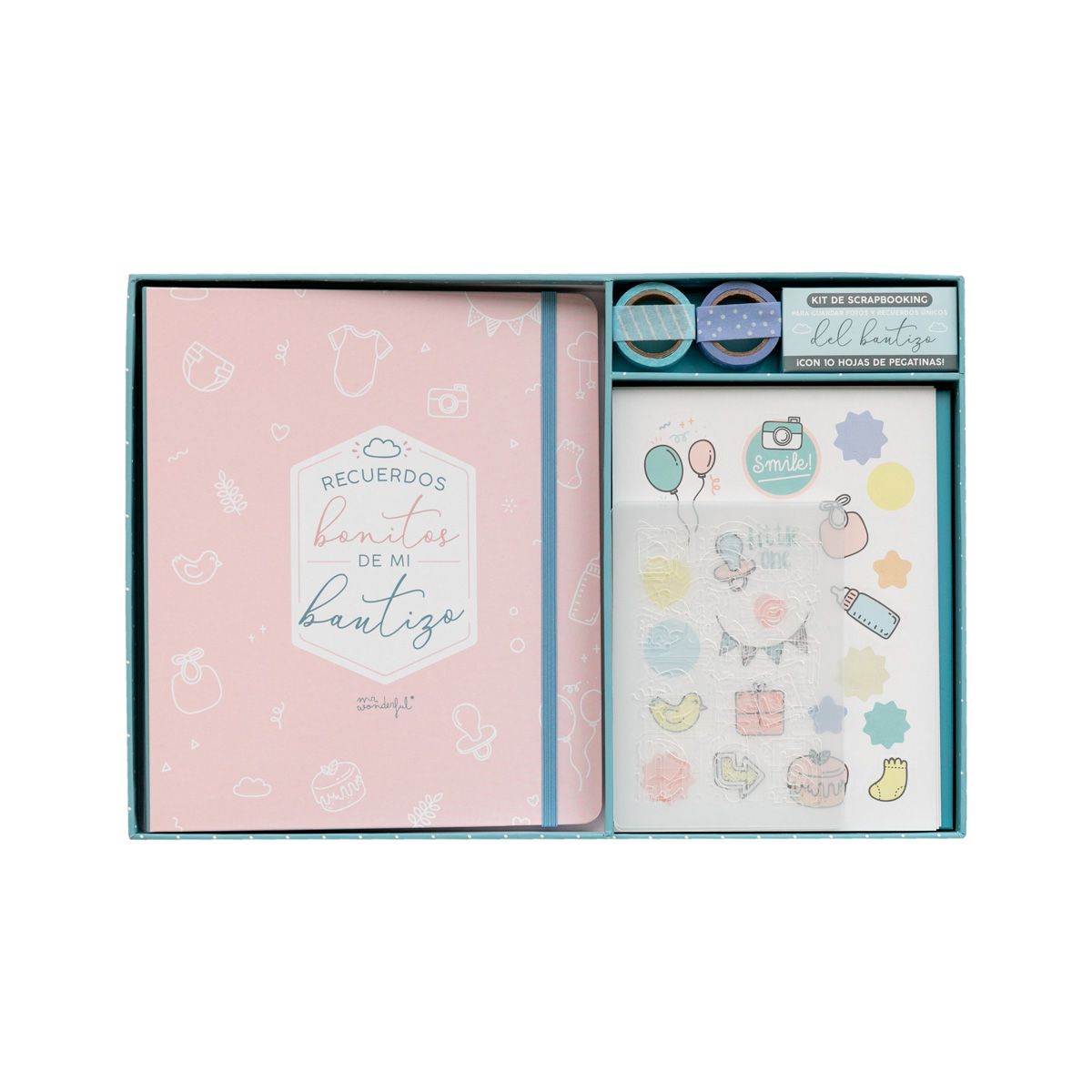 Kit scrapbooking para álbum de bautizo - Rosa