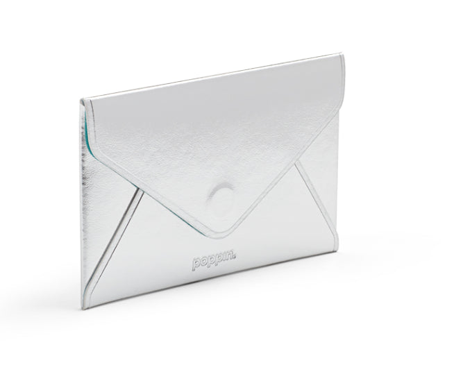 Card Case, Silver with Aqua