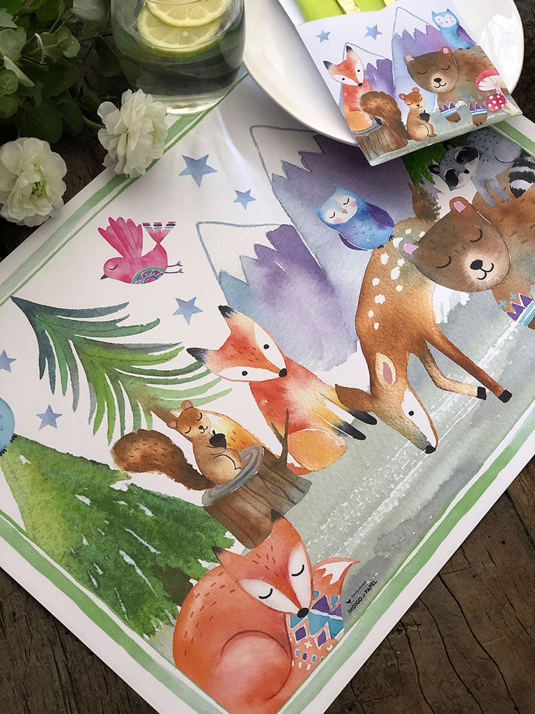 Packs Cumpleaños · 6 Indiv + 6 Servilletas + 6 Estuches De Papel Armables Bosque