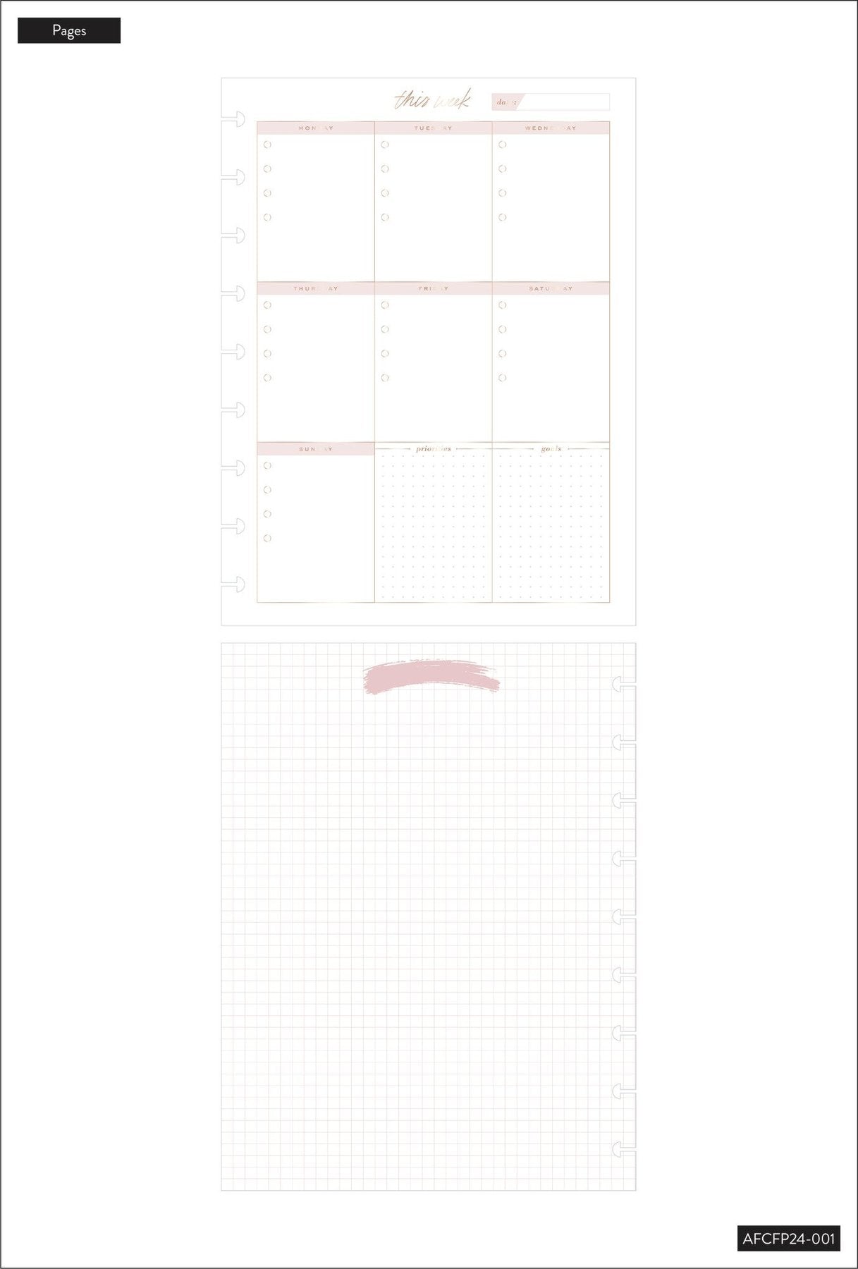 Hojas Clásica Minimalist Classic Filler Paper - Weekly Schedule