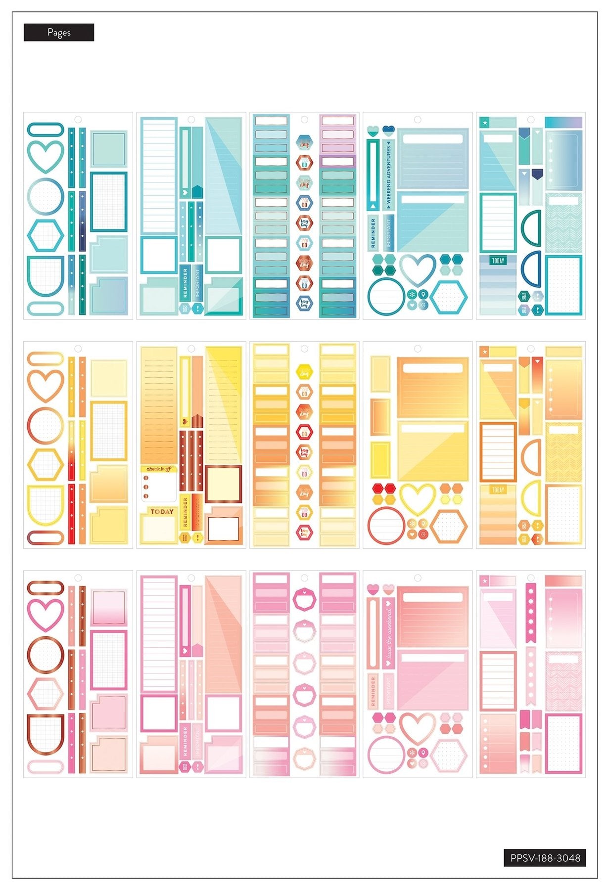 Value Pack Stickers - Colorful Boxes - Copper Foil