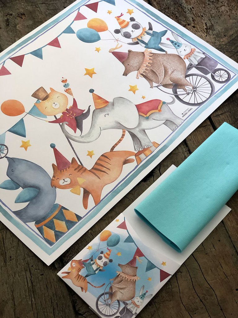 Packs Cumpleaños · 6 Indiv + 6 Servilletas + 6 Estuches De Papel Armables Circo