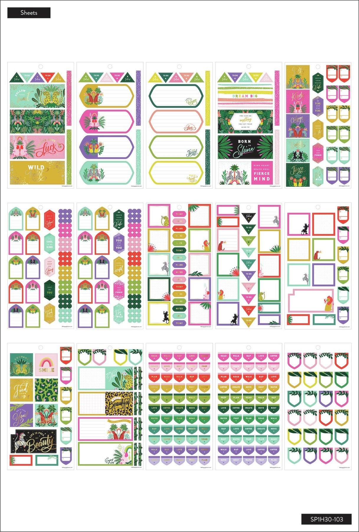 Pack de Stickers Jungle Vibes Mini 30 hojas