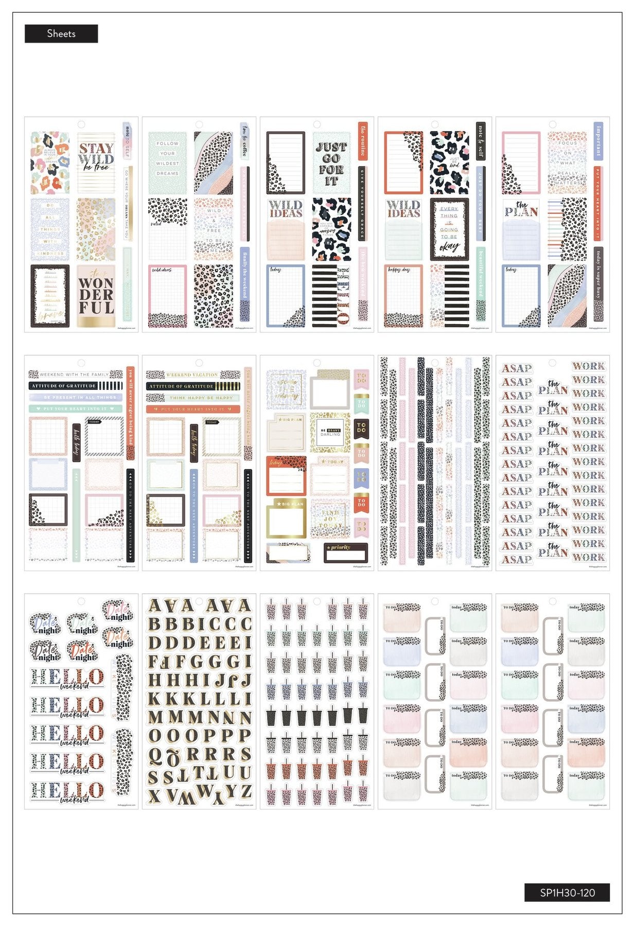 Pack de Stickers Colorful Leopard 30 hojas