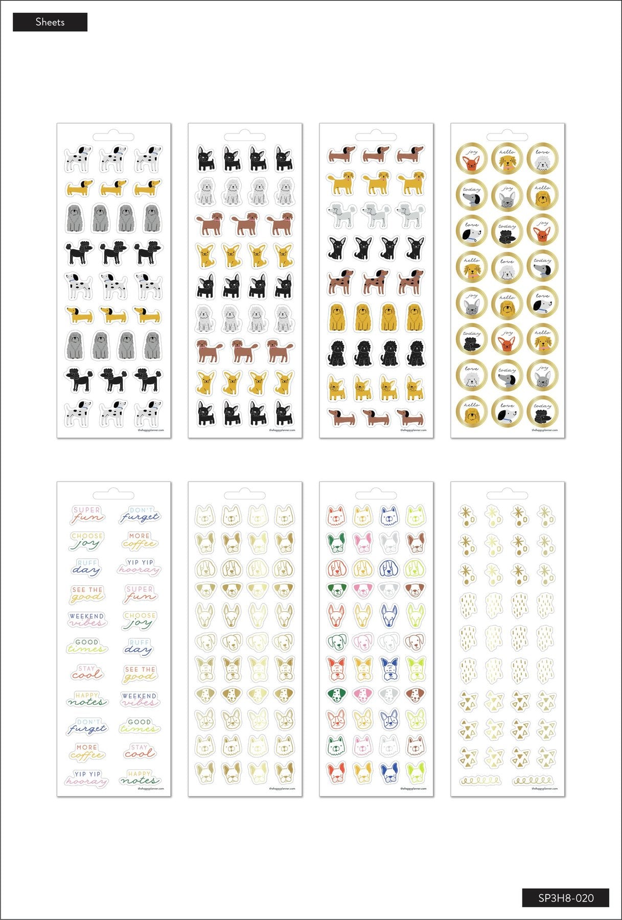 Set Stickers Happy Planner - Colorful Dogs