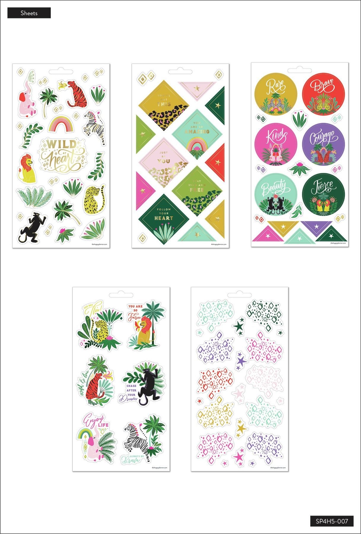 Pack de Stickers Jungle Vibes 5 hojas