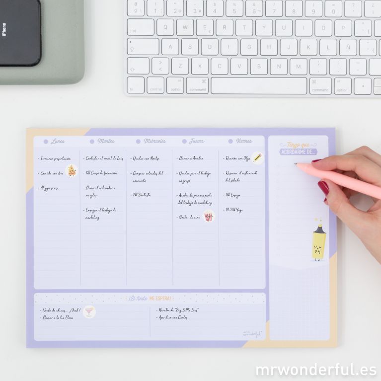 Organizador semanal para arrasar hasta los lunes